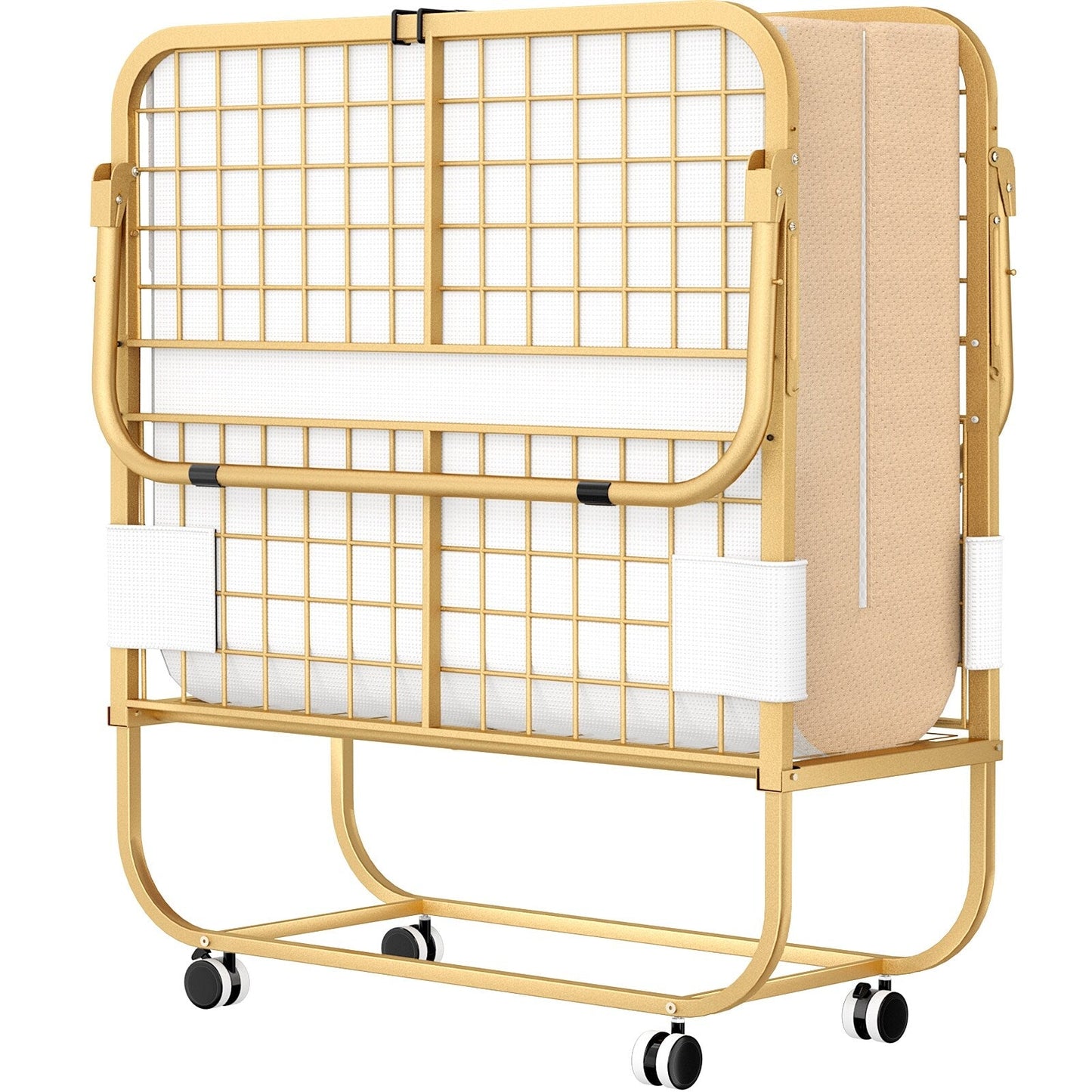 38'' Folding Bed with Mattress, Portable Foldable Bed with Storage Cover