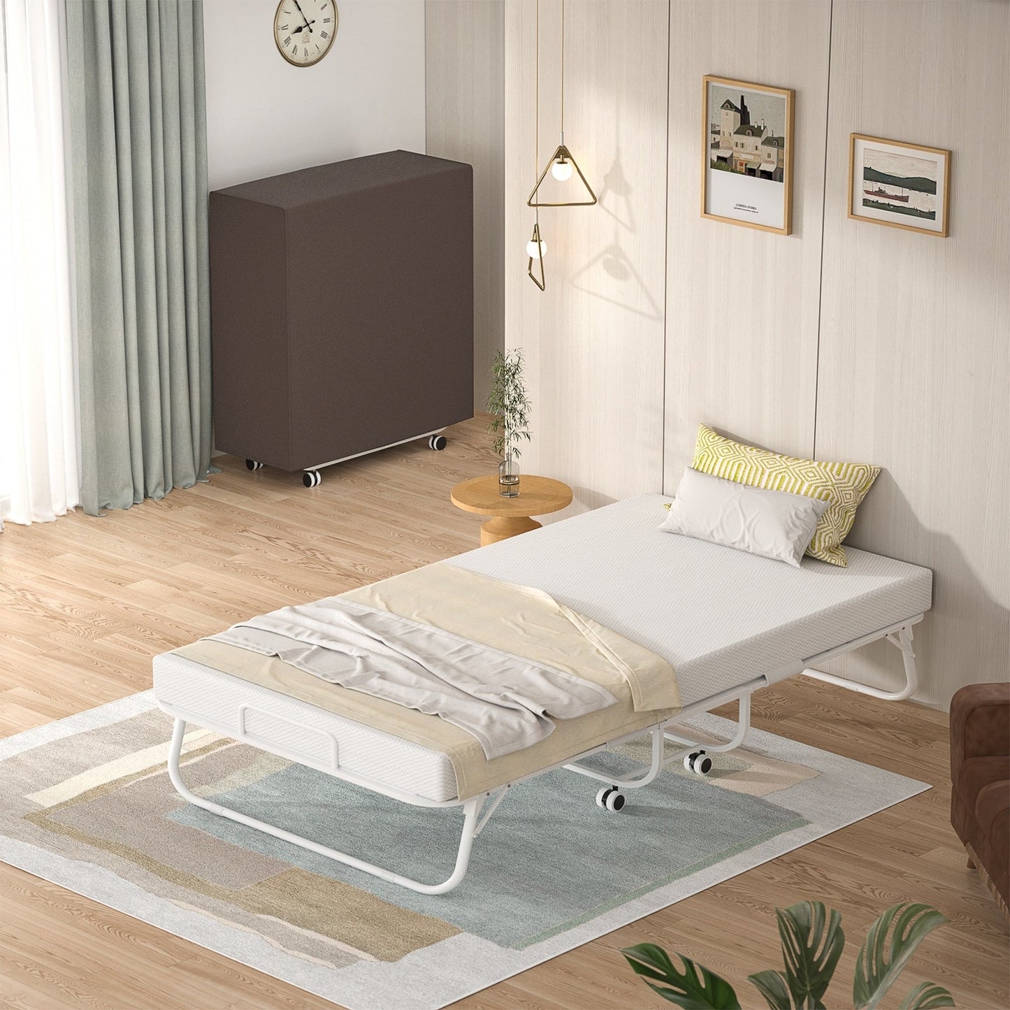 38'' Folding Bed with Mattress, Portable Foldable Bed with Storage Cover