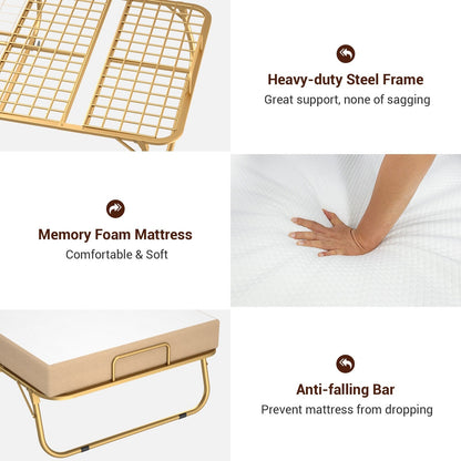 38'' Folding Bed with Mattress, Portable Foldable Bed with Storage Cover